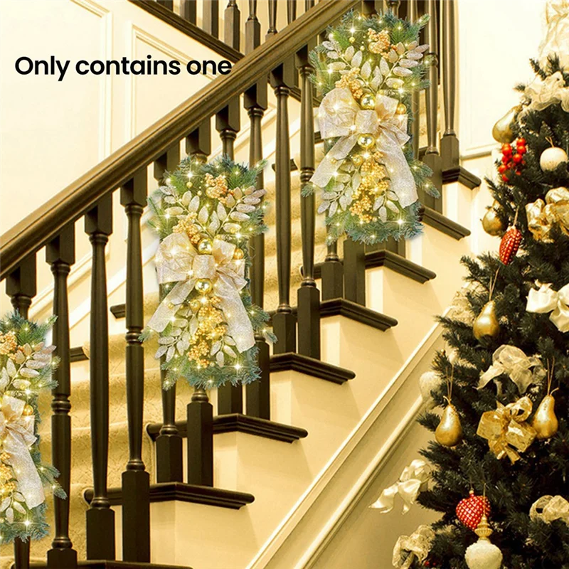 

ABAG Christmas Wreath Pendants Garland Xmas Decoration Christmas Wreath Hanging Pendant For Holiday Wall Door+LED Light