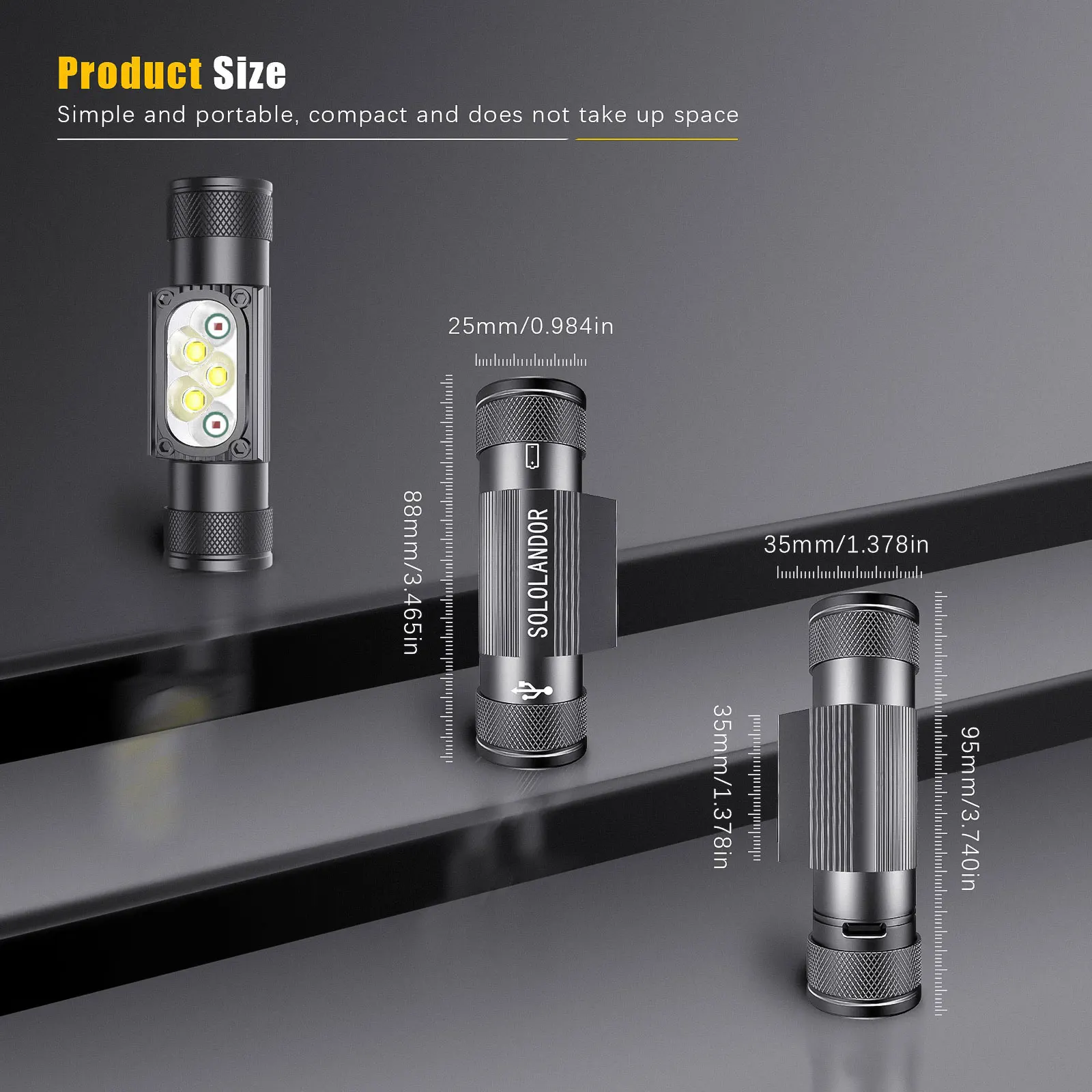 1PC SOLOLANDOR White Red LED Headlight USB Type-C Flashlight 18650 Battery Memory Headlamp Hunting Head Light Beekeeping Lamp