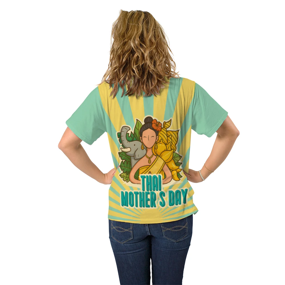 تايلاند عيد الأم HD الجرافيك تي شيرت مطبوع أمي هدية عادية لينة عالية الجودة 200gsm القطن قمصان قصيرة الأكمام فضفاضة