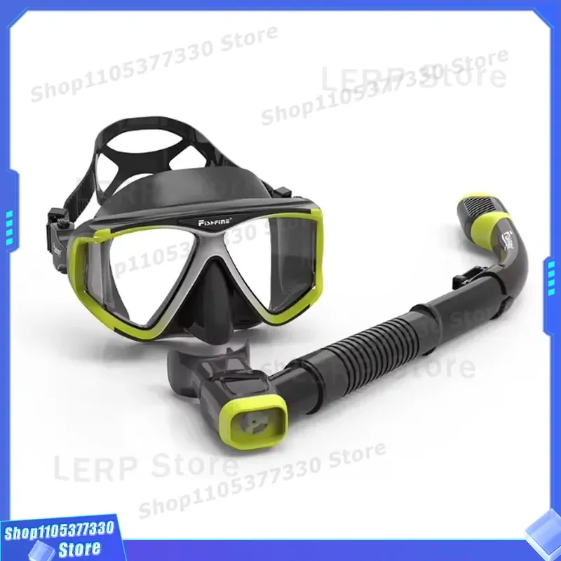 Wide Angle Anti Fog Diving Mask Dry Snorkel Set Professional Scuba Gear Open Water Deep Sea Swimming Equipment for Adults