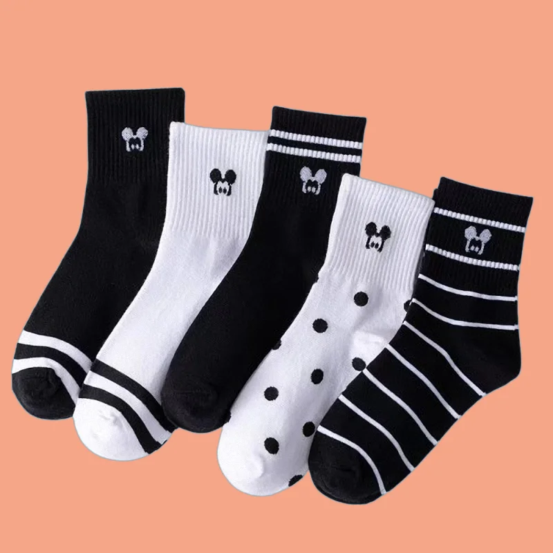 

5/10 Pairs Middle-tube Socks Letter New Cotton Comfortable Breathable Long-tube Socks Women's Autumn And Winter Casual Socks