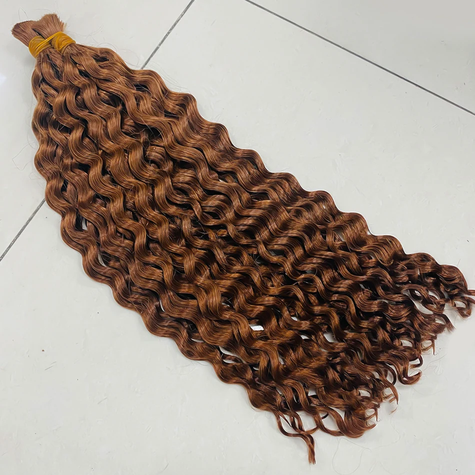 Gengibre Cabelo Humano Bulk para Trançar Extensão, Cabelo Humano Virgem, Tecelagem Natural Humano, Não Processado, Sem Onda De Água, Culry