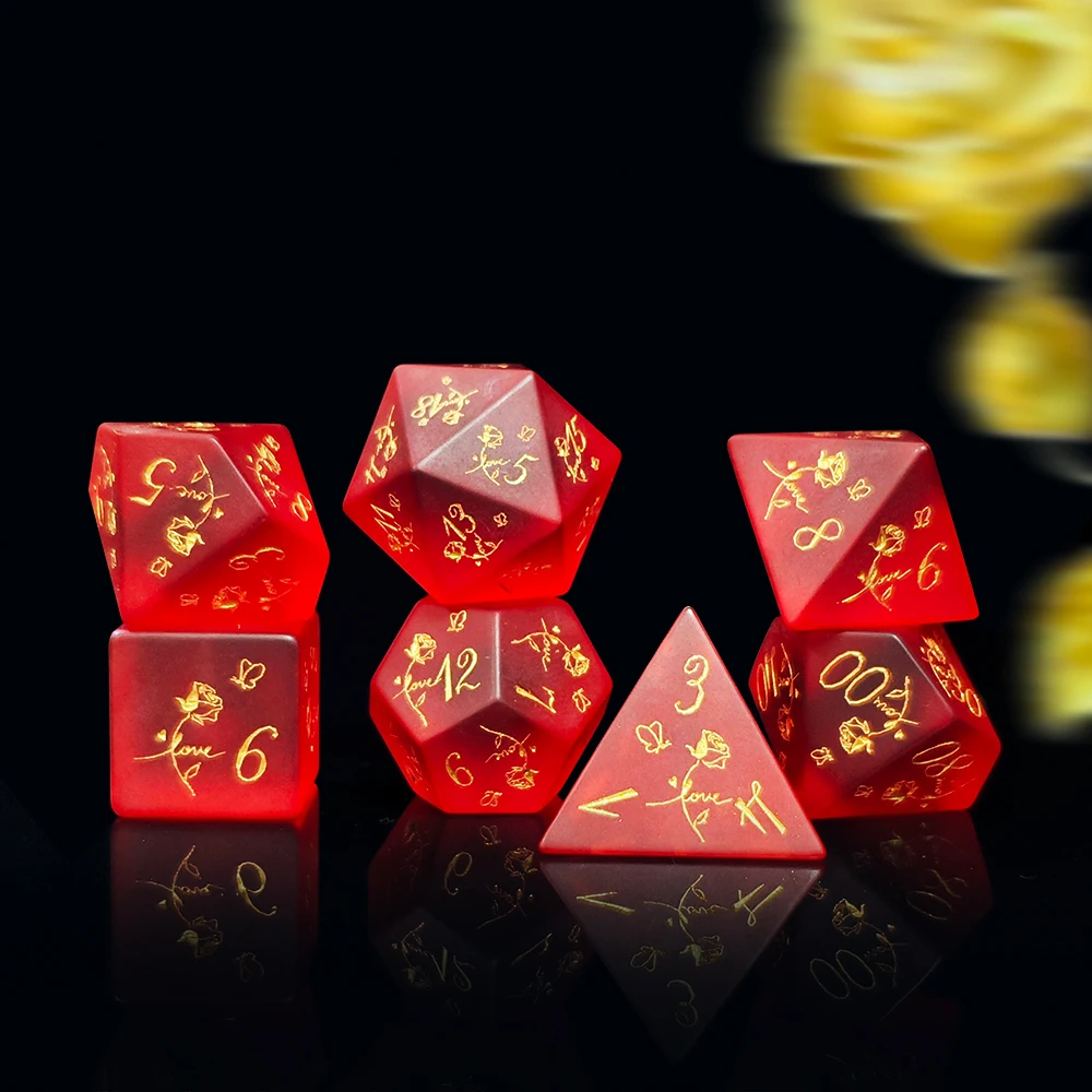 

7 шт./компл. набор кубиков с драгоценными камнями и рисунком розы, набор кубиков для подземелий и драконов, набор кубиков, настольная игра, настольная ролевая игра