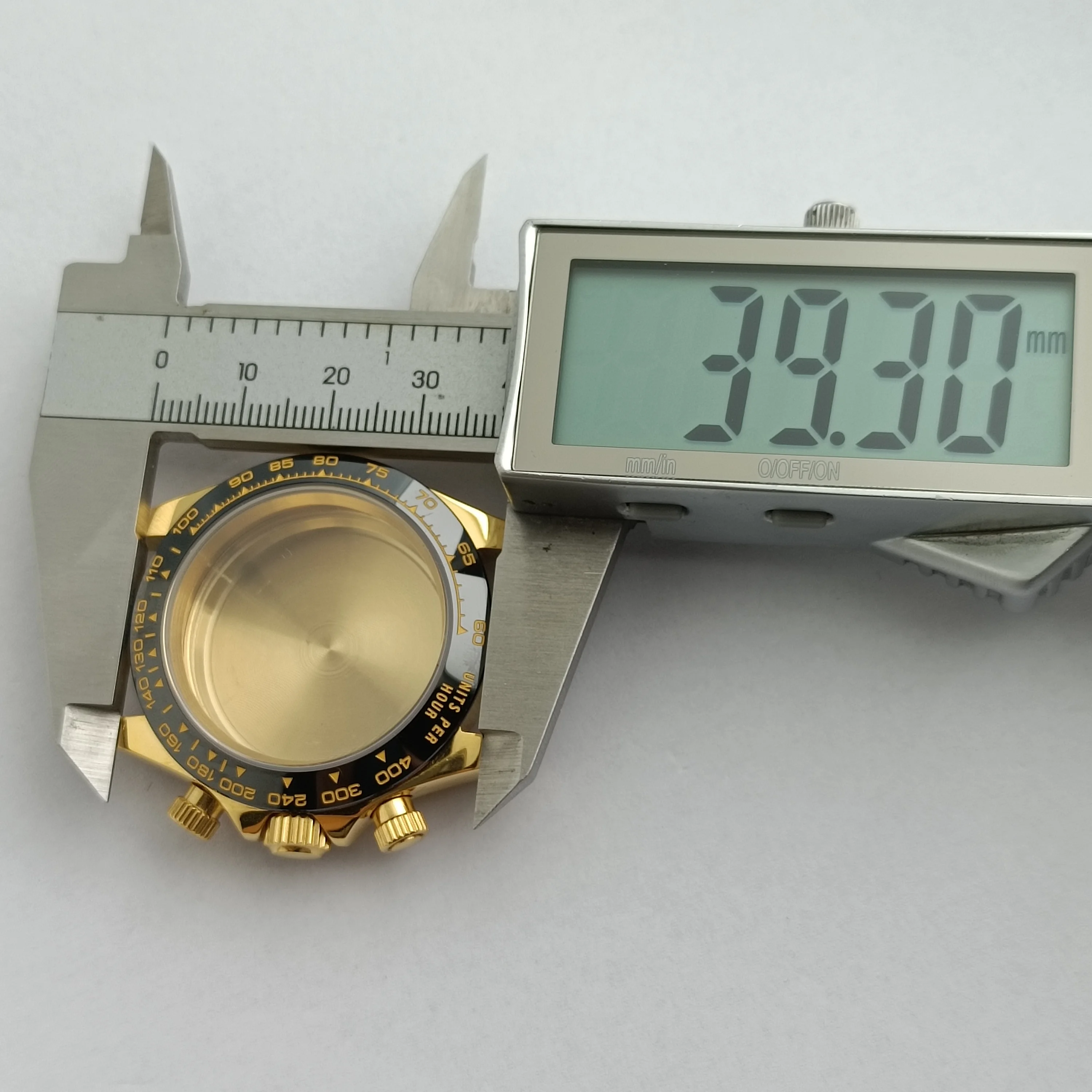 VK63 케이스 골드 케이스 사파이어 유리 적합 VK63 무브먼트 VK63 스트랩 시계 액세서리