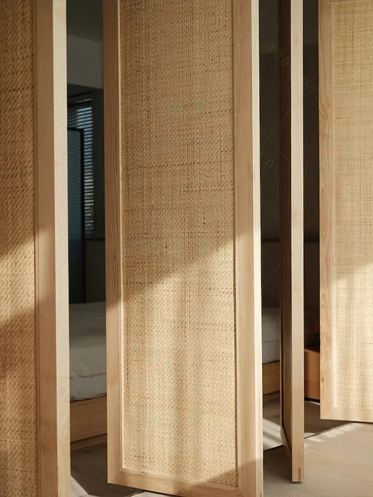 ปรับแต่งหน้าจอประตูหวายไม้เนื้อแข็งญี่ปุ่นเรียบง่าย