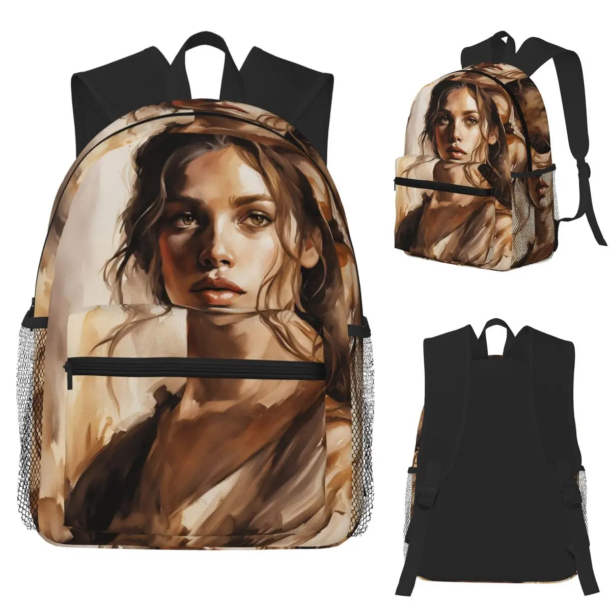 

Girl Next Door Watercolor Painting Student Backpack School Bag Hiking Travel Daypack for Men Women Fashion Bookbag Shoulder Bags