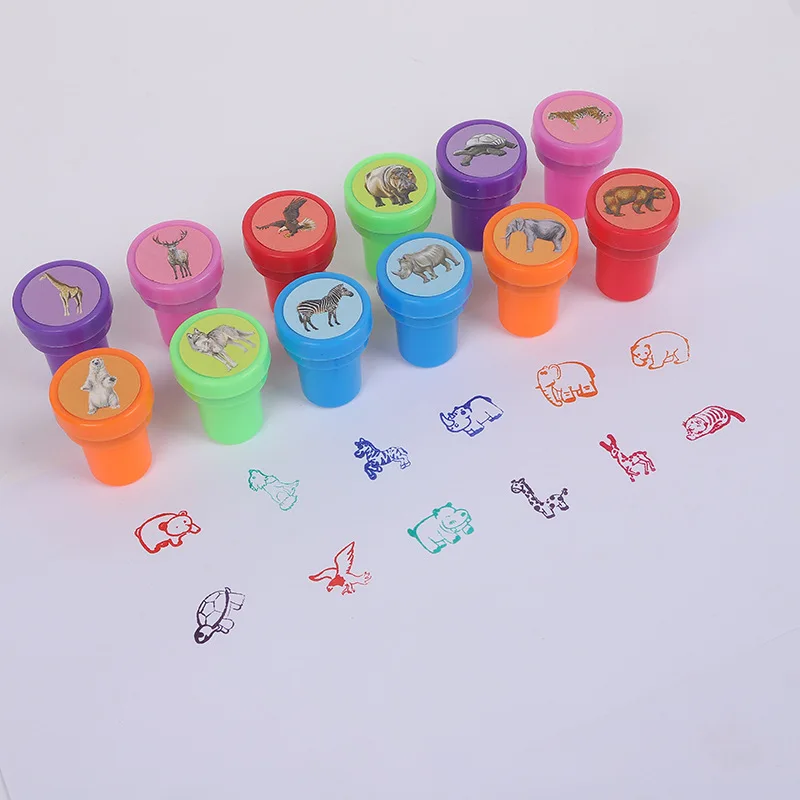 10pcs Assorted Stamps for Kids Self-ink Stamps Children Toy Stamps Smiley Face Seal Scrapbooking DIY Painting Photo Album Decor