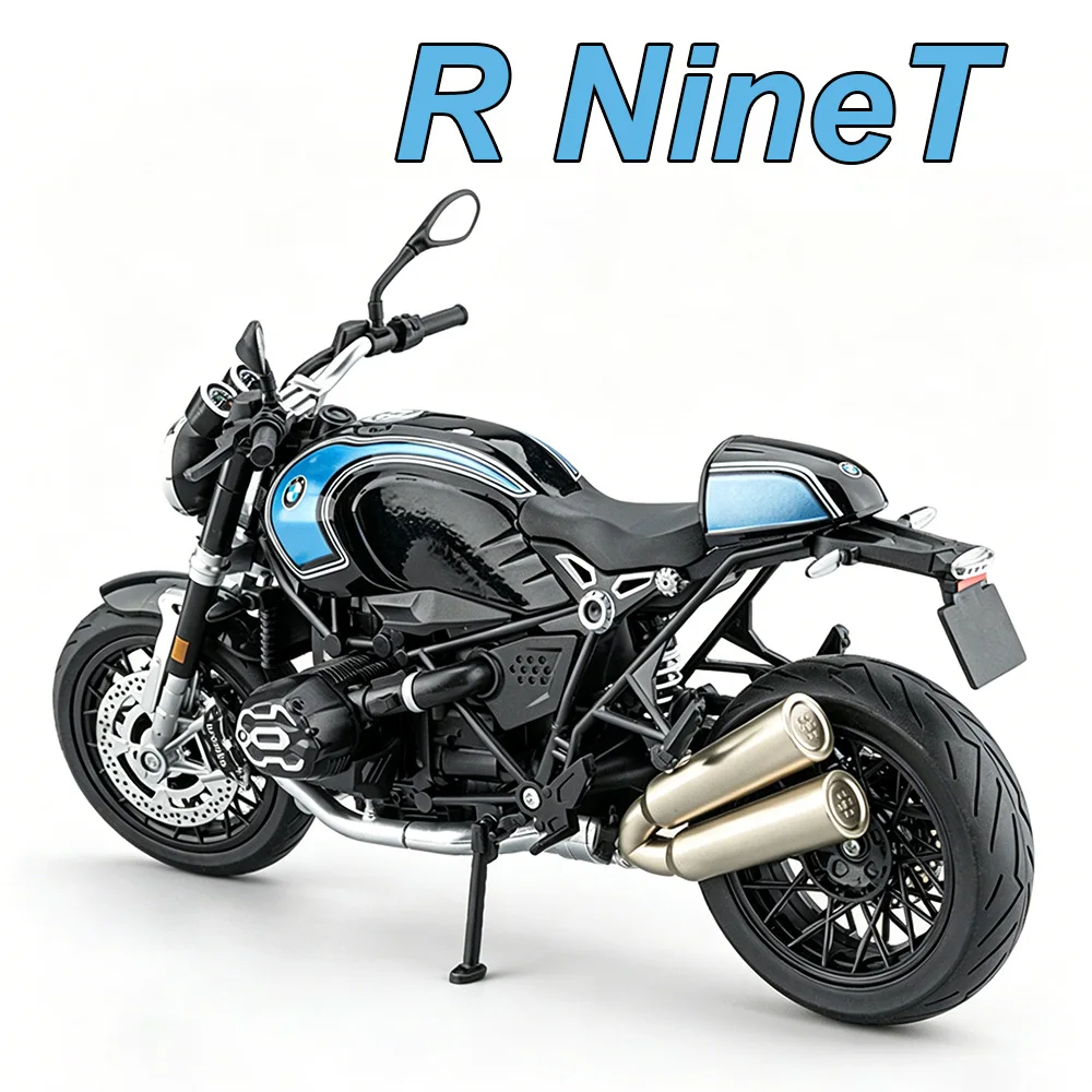 

1:9 BMW R NineT Alloy Motorcycle Diecast Toy Model Car Front Wheel Steering Rear Wheel Shock Absorption Miniature Motorbick Gift