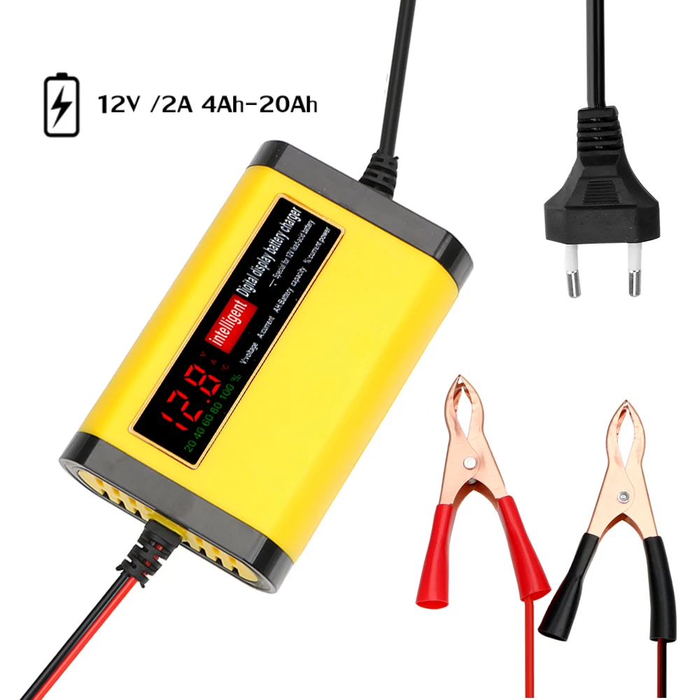 100V-240V EU/US Adapter 2A Battery Chargers 3 Stages Lead Acid AGM GEL Battery-chargers Motorcycle Car Accessories Universal 12V