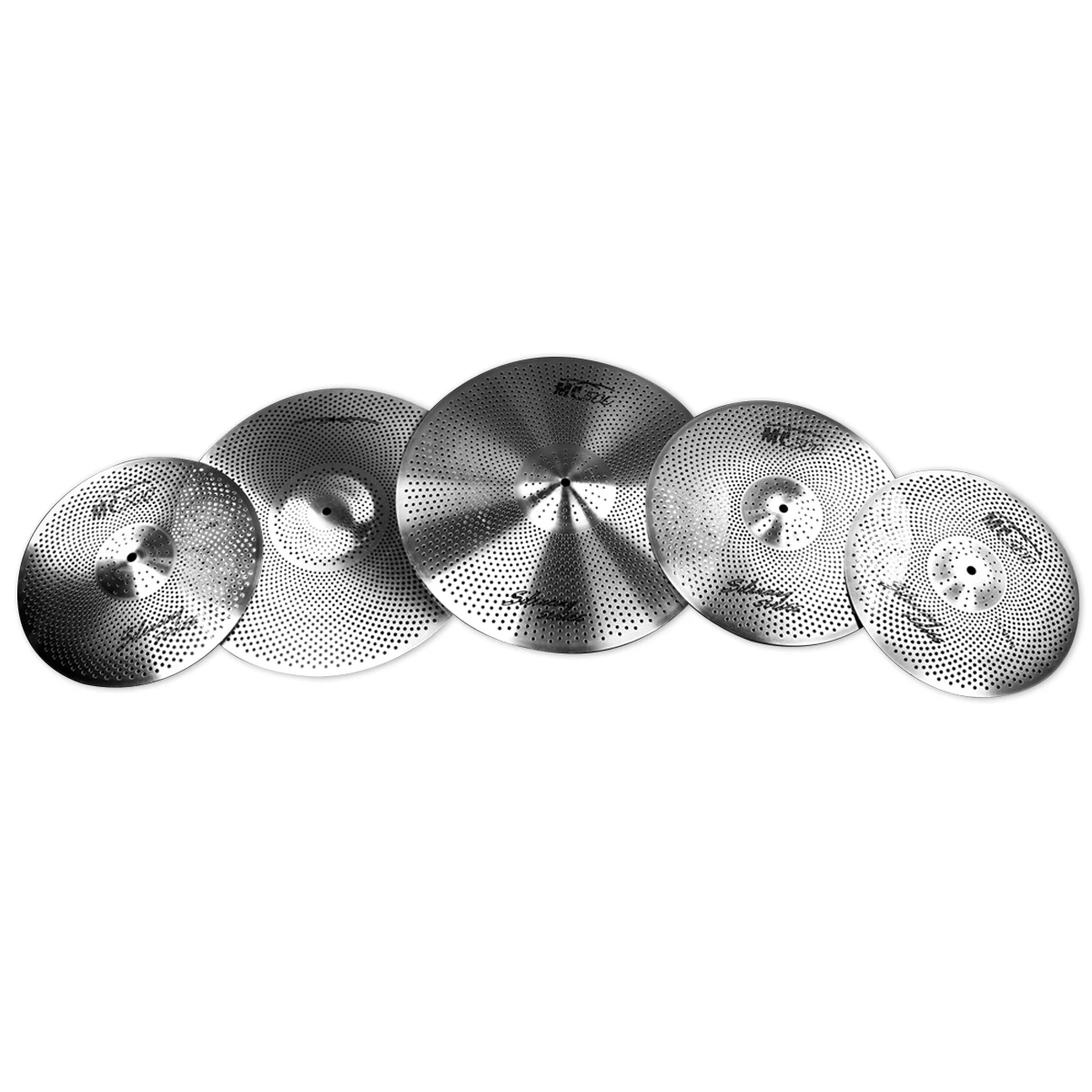 

PD 5-Piece Silver Silent Low Volume Cymbal Pack Best Gift For Kids And Jazz Drum Set Beginners Drum Accessories