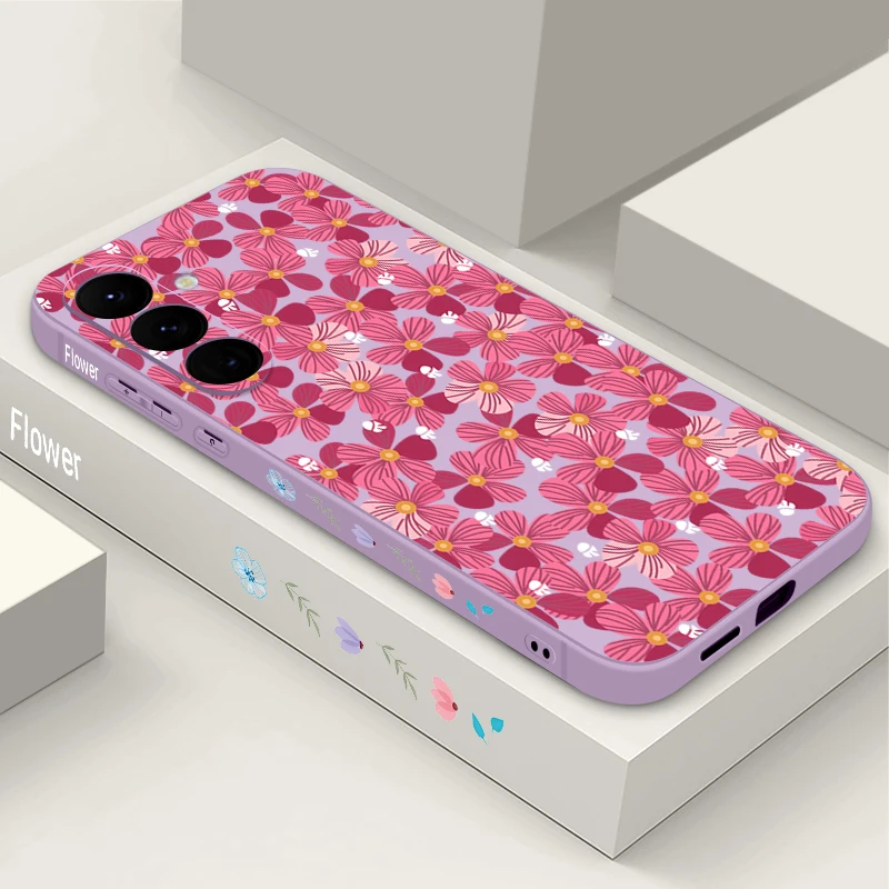 Cute Flower Pattern Phone Case For Samsung Galaxy A57 A17 A56 A16 A55 A15 A36 A54 5G S26 S25 S23 S22 Ultra S24 S25 FE Soft Cover