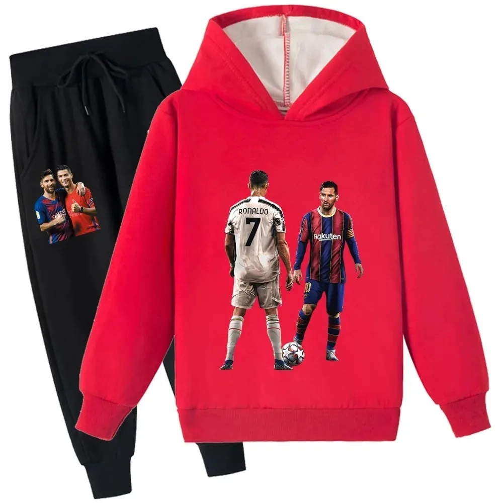 Cris-tiano R-ronaldos Soft Brushed Sweatshirt and Long Pants 2Pcs Set,Unisex Kid Winter Warm Outfit for 2-14Y
