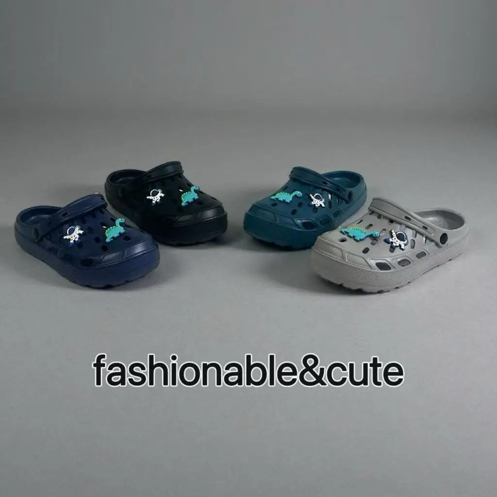 

Cool Dinosaur Charm Clogs for Boys - Lightweight Breathable Kids Water Shoes for Beach Pool Party
