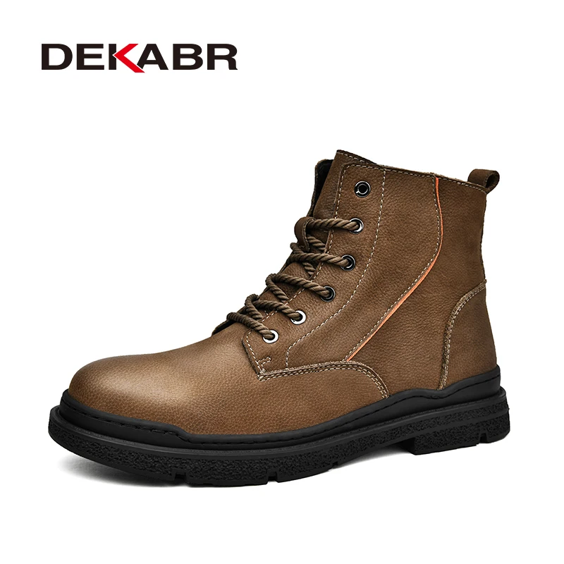 

DEKABR New Winter Comfortable Genuine Leather Men's Shoes Fashion Luxury Brand Warm Fur Design Concise Style Casual Mens Boots