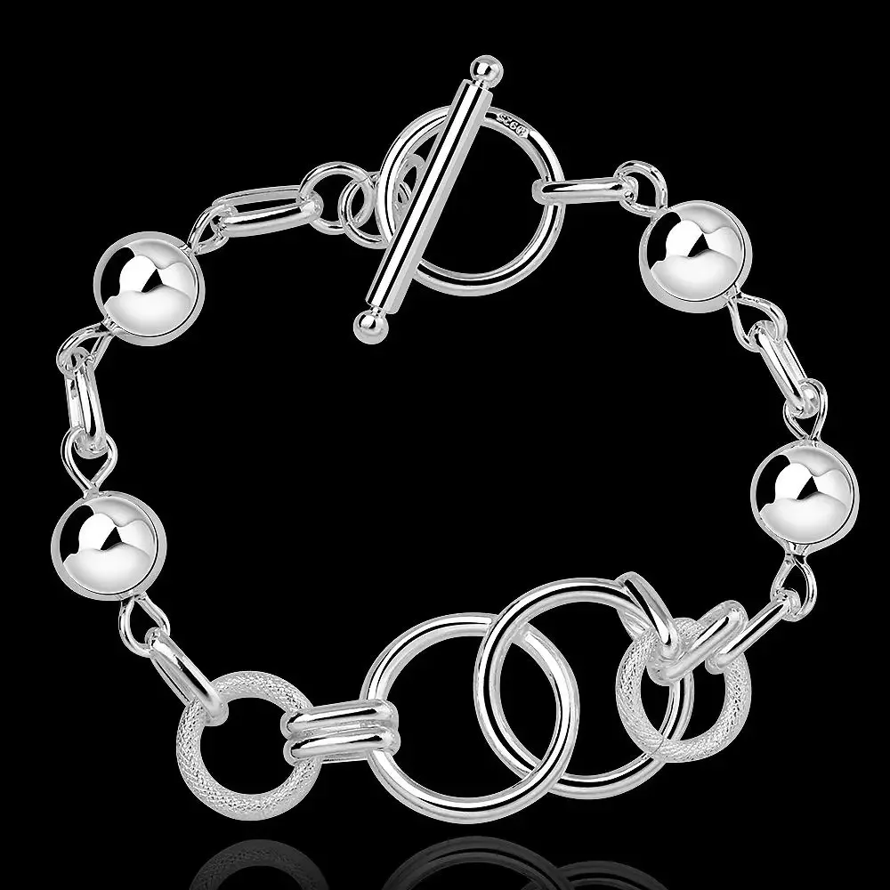 

Hot New 925 Sterling Silver Bracelets Women Wild Creative Circle Beads Chain Fashion Lady Wedding Party Christmas Gifts Jewelry