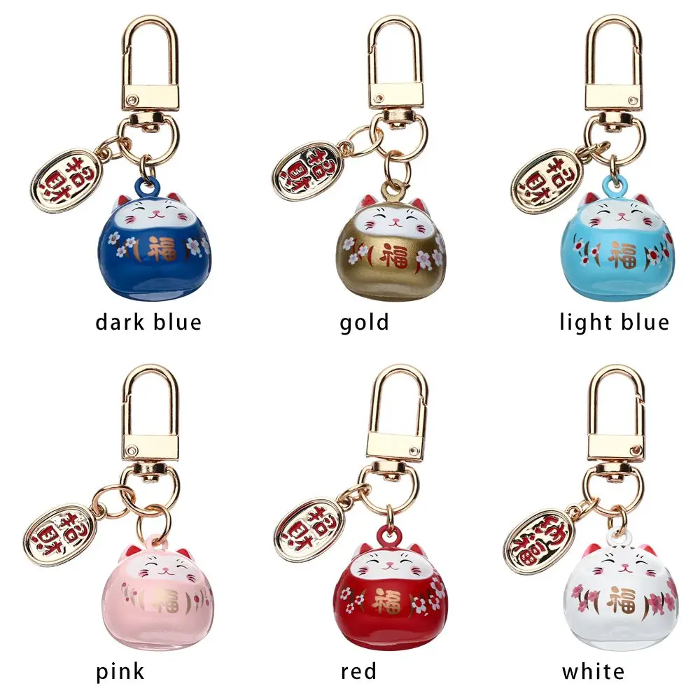Japanese Cute Lucky Cat Keychains Cartoon Lucky Cat Key Chains Car Bag Charm Ornaments Pendant Keyring Couple Gift image 5