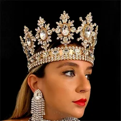 2022 Luxury Large Crystal Royal Queen Tiara Ladies Pageant Ball Sparkling Zircon Crown Bridal Wedding Jewelry Hair Accessories