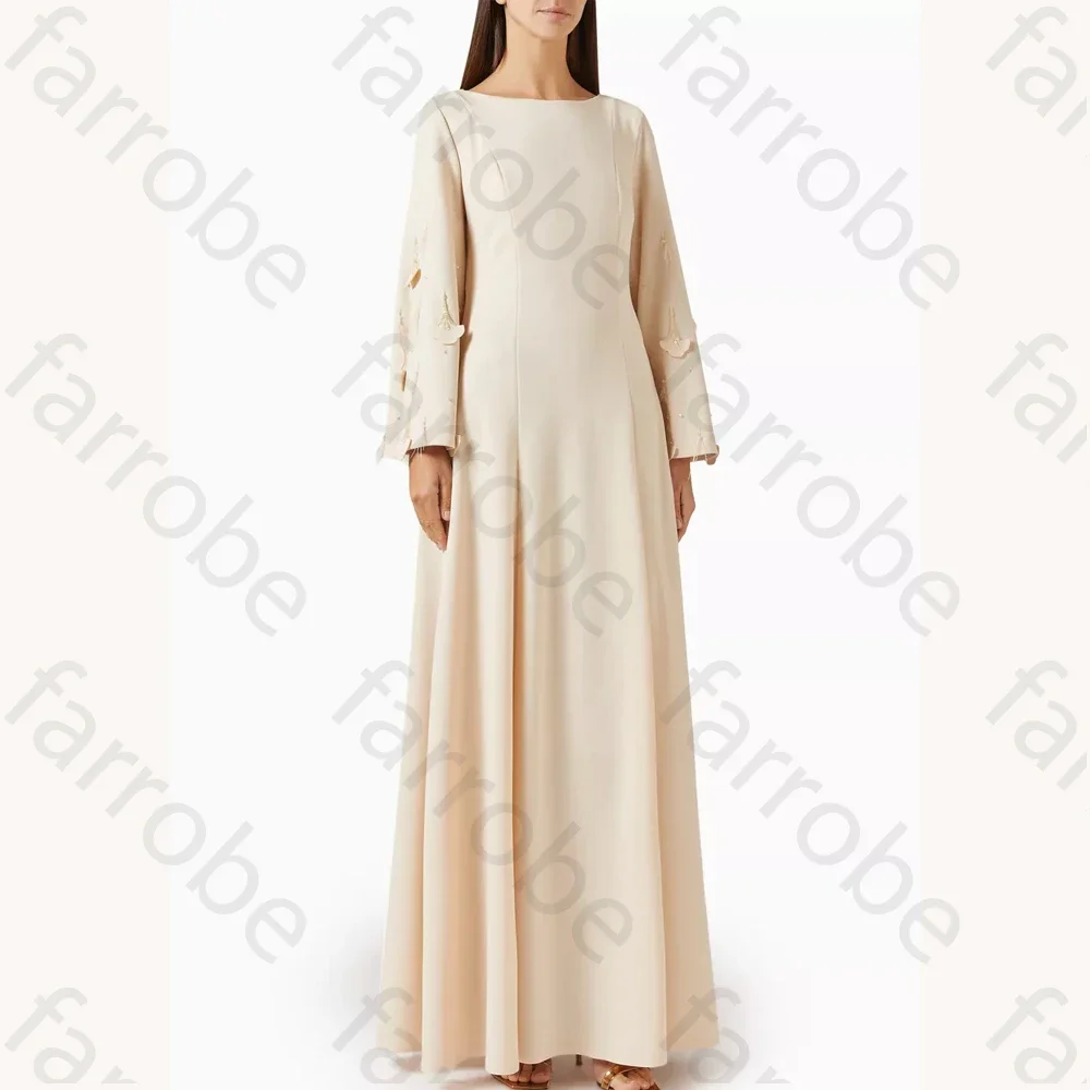 Met kralen versierde jurk in stretch-crêpe a-lijn avondjurken formele galajurk prachtige feestjurken van hoge kwaliteit op maat