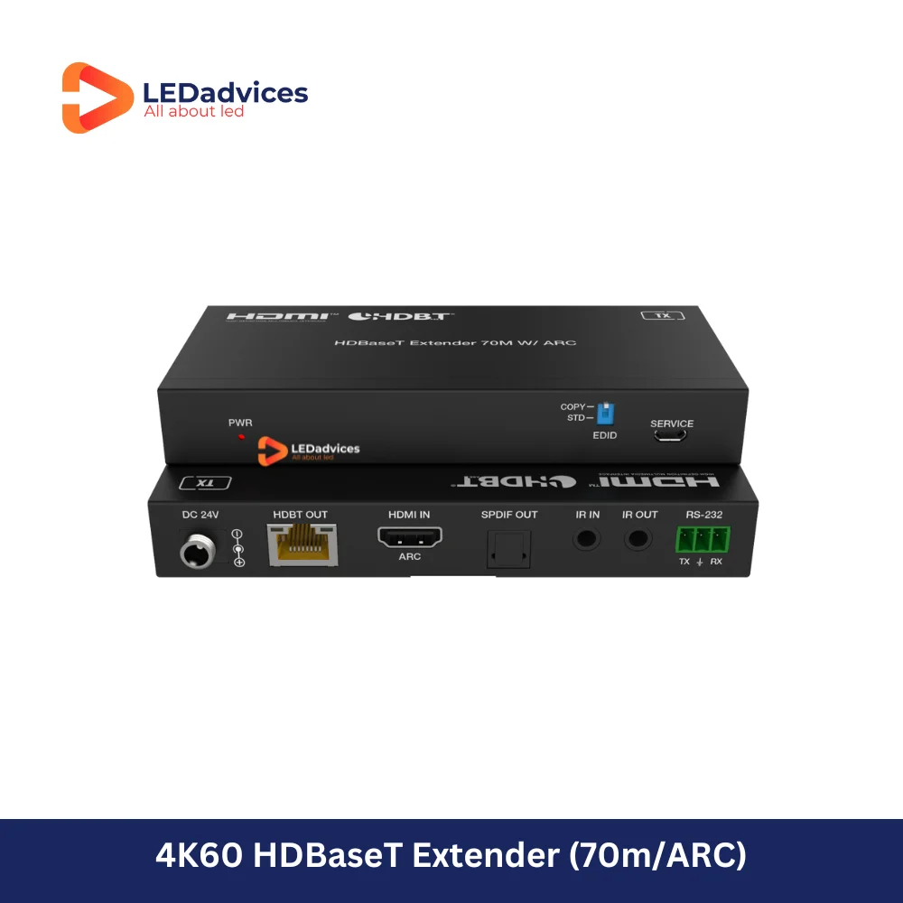 4K60 HDBaseT Extender, 70m/230ft Over CAT5e/6, 18Gbps HDMI2.0b, Bi-Directional IR & RS-232, ARC, PoC, EDID Management