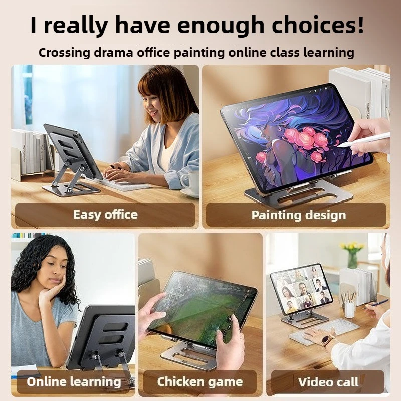 Multi Angle Adjustment Tablet Bracket Dual Axis Support All Metal Computer Bracket Portable Folding Adjustment Drama Chaser