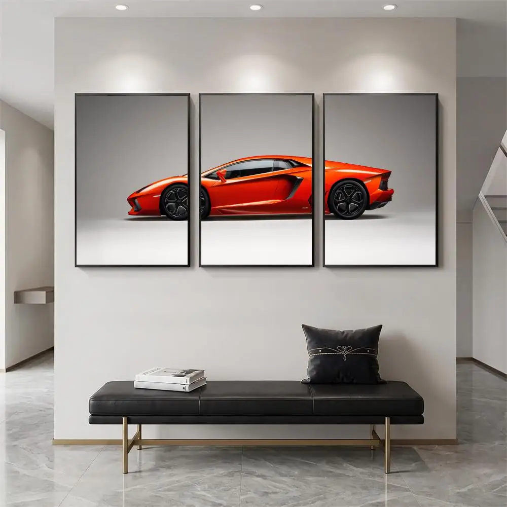 Supercar Headlight Close Up Painting Calligraphy 3 PCS Canvas Wall Art for Living Room Bedroom Prints Decor Modern Wall Decals