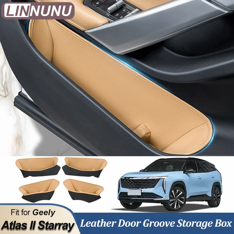 LINNUNU Fit for GEELY Atlas II Starray Boyue L Car Door Inner Armrest Handle Storage Box Glove Box Organizer Bag Slot Cushion