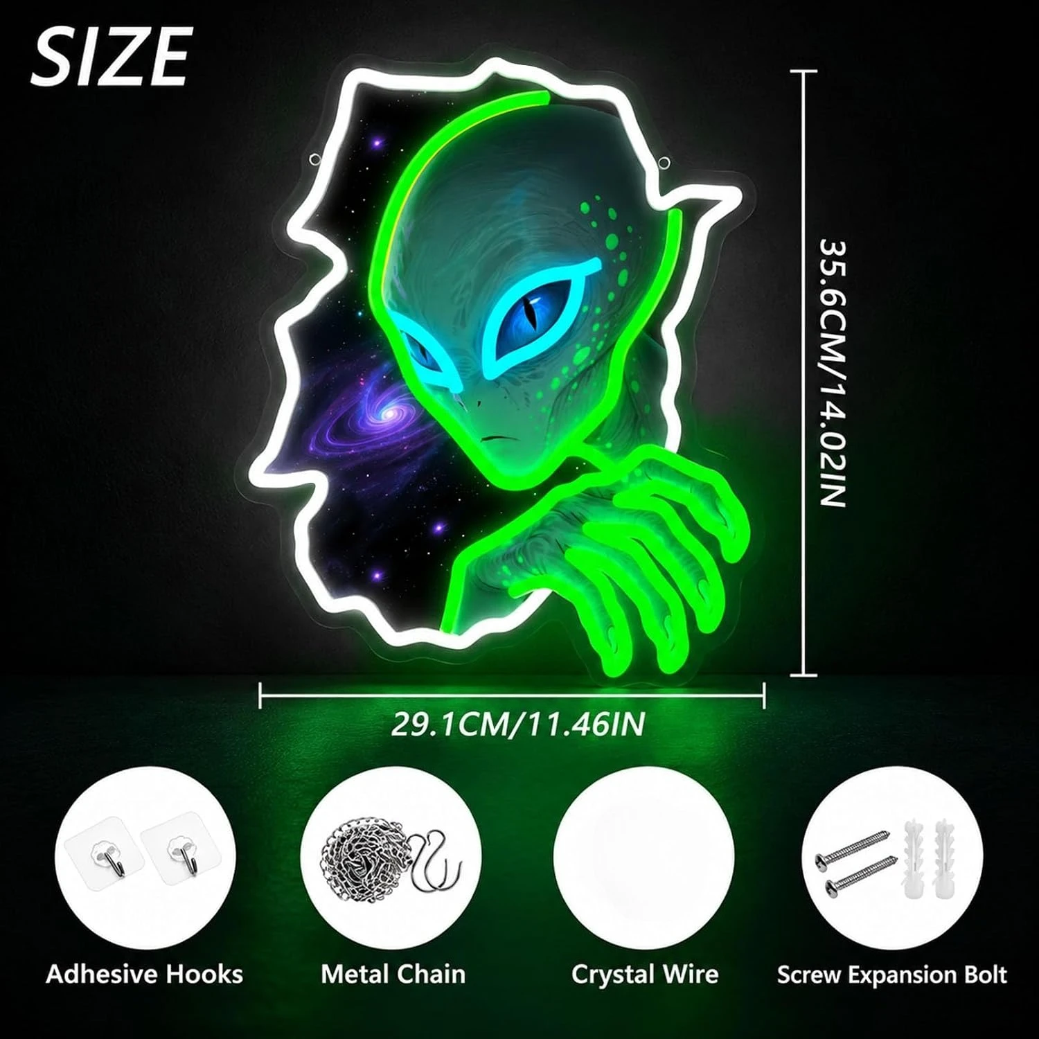 Alien LED Neon Sign, Space Sci-Fi Theme Wall USB Neon Light Decor,Game Room Bedroom Man Cave Bar Shop Window Art Decoration Gift
