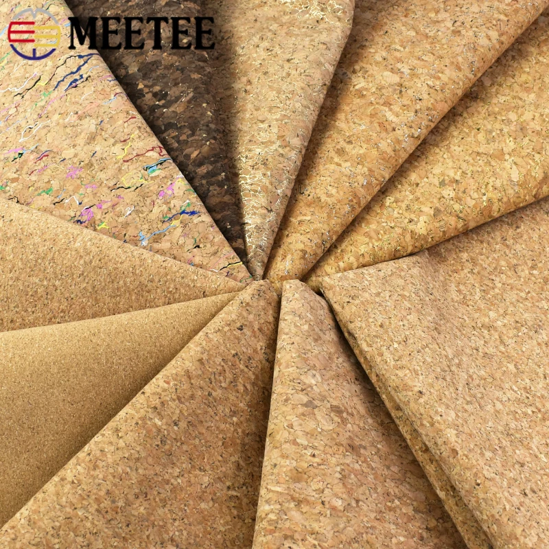 

90*140cm Meetee Pure Natural Cork Leather Fabric 0.5mm Thick Synthetic Wood Grain Coth Background Handbag DIY Sewing Accessories