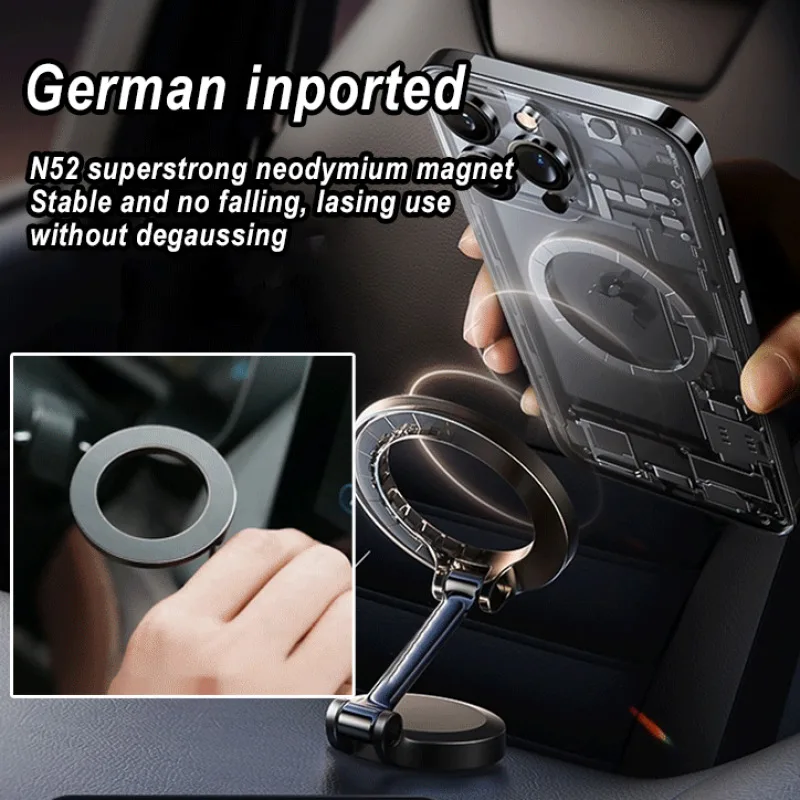 For Magsafe Stylish Magnetic Car Phone Holder 360° Rotating Smartphone Foldable Phone Bracket Mount For iPhone 12 13 14 Series