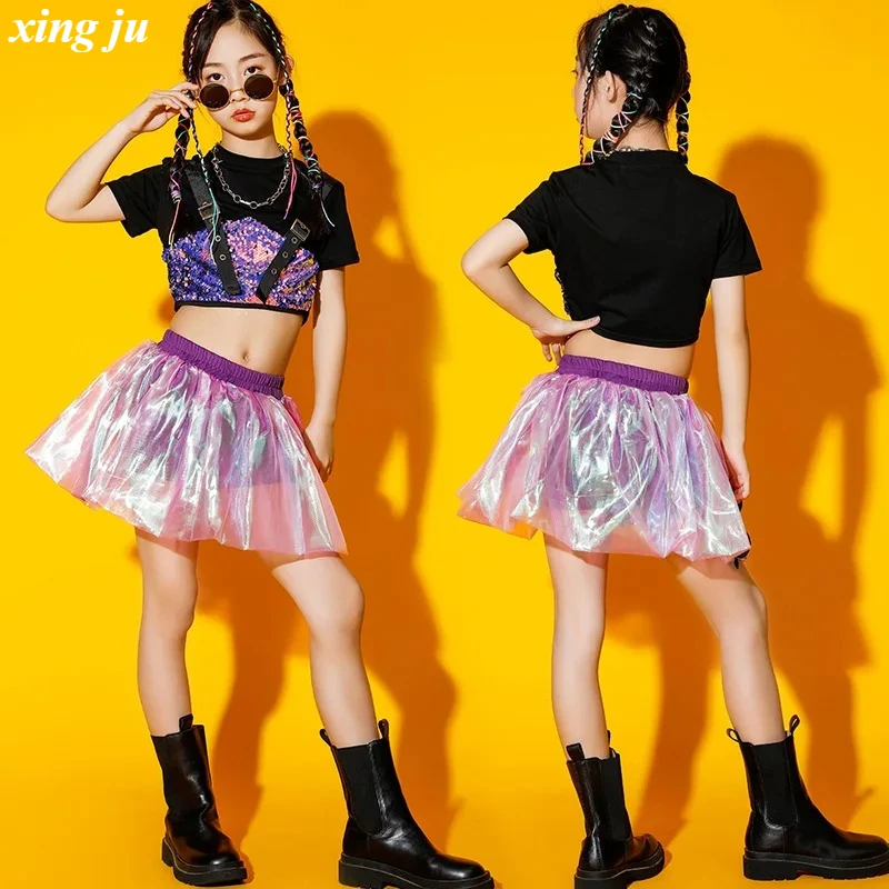 

Детские костюмы для джазовых танцев Xing Ju, костюмы для подиума в стиле хип-хоп, черлидинга, уличная одежда для девочек, модные танцевальные костюмы