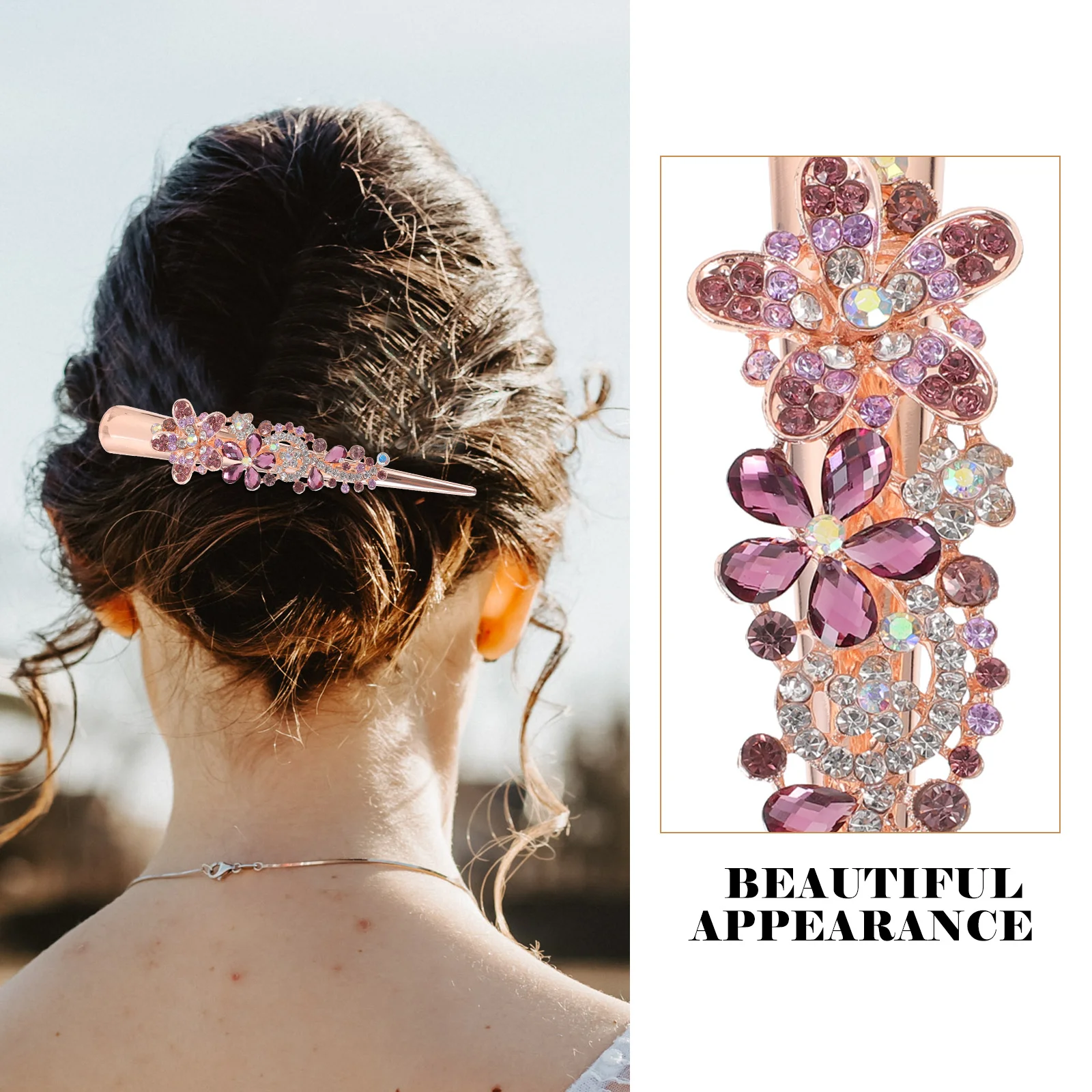 

Flower Rhinestone Hair Clip Metal Decorative Clip for Party Wedding Birthday Elegant Hair Accessories for Women