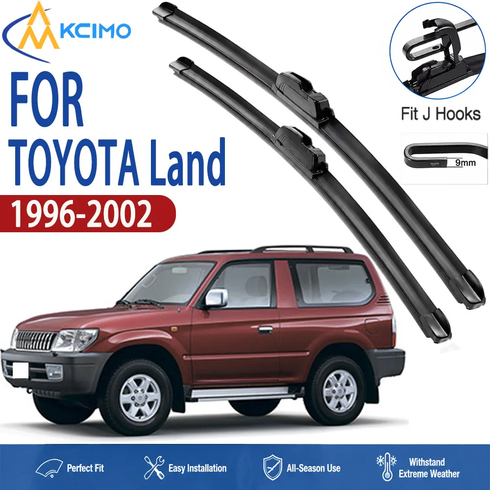 19"+18" U/J Hook Wiper Blade Set For Toyota Land 1996-2002 Durable Boneless Wipers Clear Quiet Stable Clean Vision