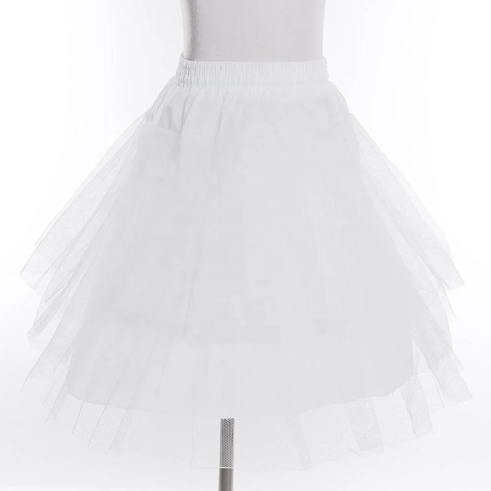 Kids 3 Layers Petticoat White Underskirt Netting Crinoline Slip For Flower Girls Wedding Dress