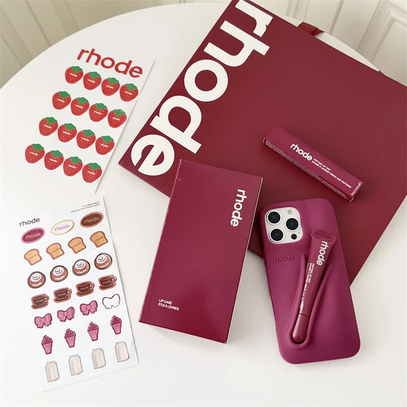 آيفون 17/ 17 الهواء/17 برو/17 برو ماكس غطاء الساخن ليمونتييني المحمولة ملمع الشفاه هايلي رود سيليكون حامل هاتف الفتيات شنطة هدايا