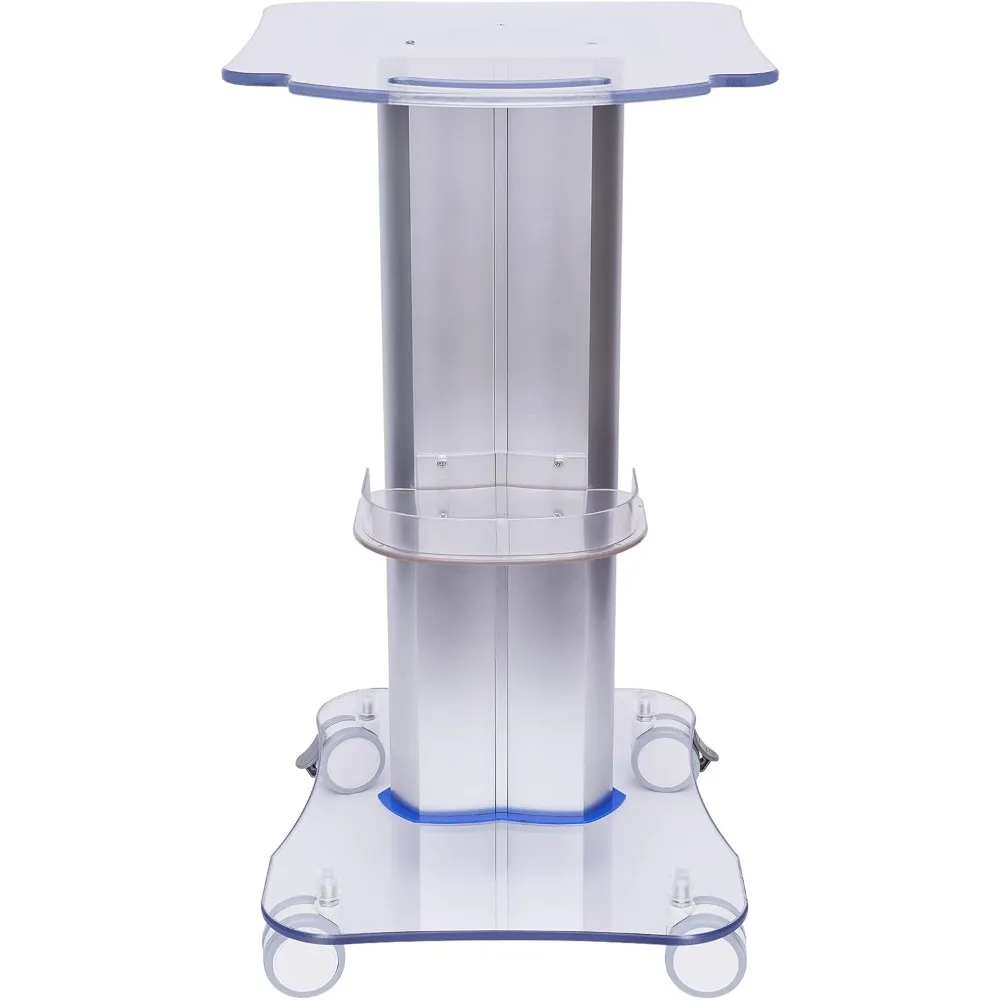 عربة التجميل المتداول، عربة عربة الصالون مع صينية إضافية عربة دوارة أكريليك، تخزين سبا لأداة التجميل