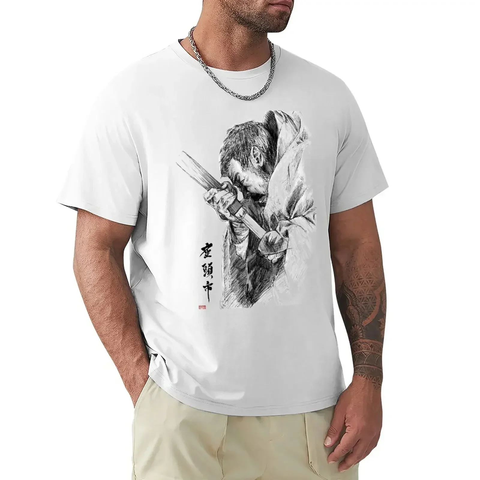 Zatoichi Drawing Blade T-Shirt heavyweights plus sizes shirts graphic tees t shirts men style tops Summer fashion New Arrival