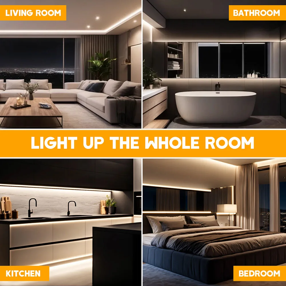 Ultra Bright COB LED Strip Light 12V 24V 1600LED/M 5 Rows  Dimmable Linear Lighting 3000K 4000K 6000K Flex Adhesive Tape 0.5M 5M