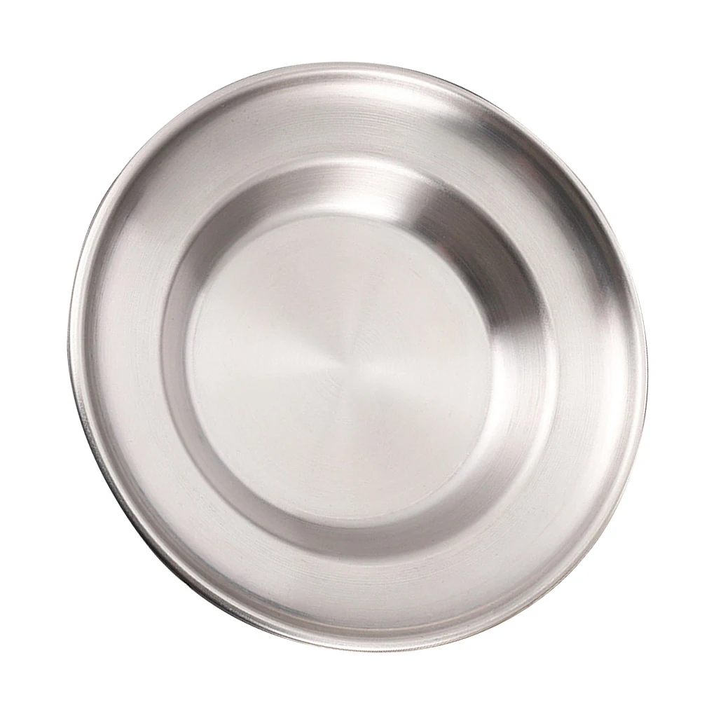 

Stainless Steel Dish Plates Round Metal Dessert Serving Tray Pastry Dinner Multifunctional Kitchen Tableware Fruit Storage
