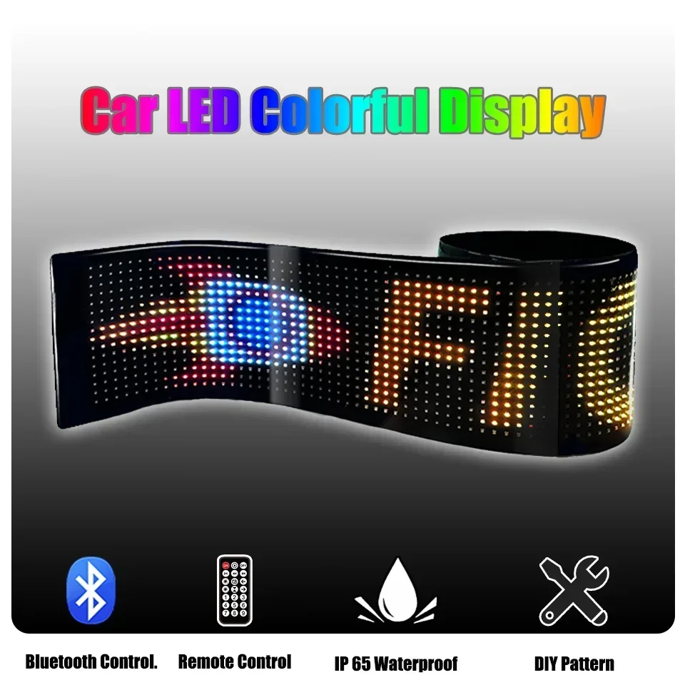 

Car LED Matrix Pixel Color Scrolling Screen Car Bluetooth Music Rhythm Display USB 5v Portable Devil's Eye Display Car Led Light