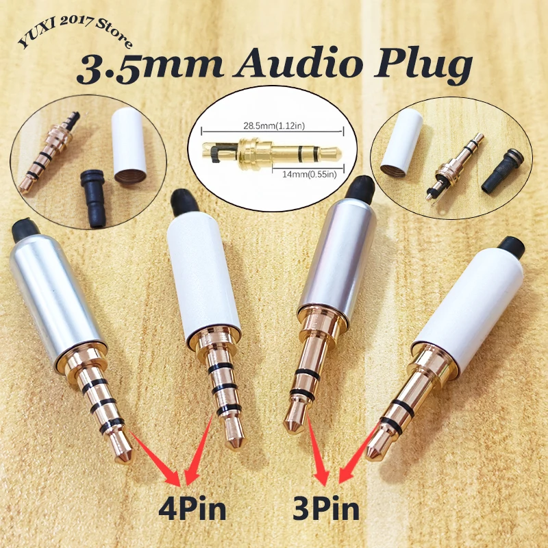1/2/5 Stück 3,5mm Audiostecker Vergoldeter Stereo-Kopfhöreranschluss 3/4-polig DIY Reparatur Kopfhörer-Verbinder Löttyp 3-teiliges Set ﻿