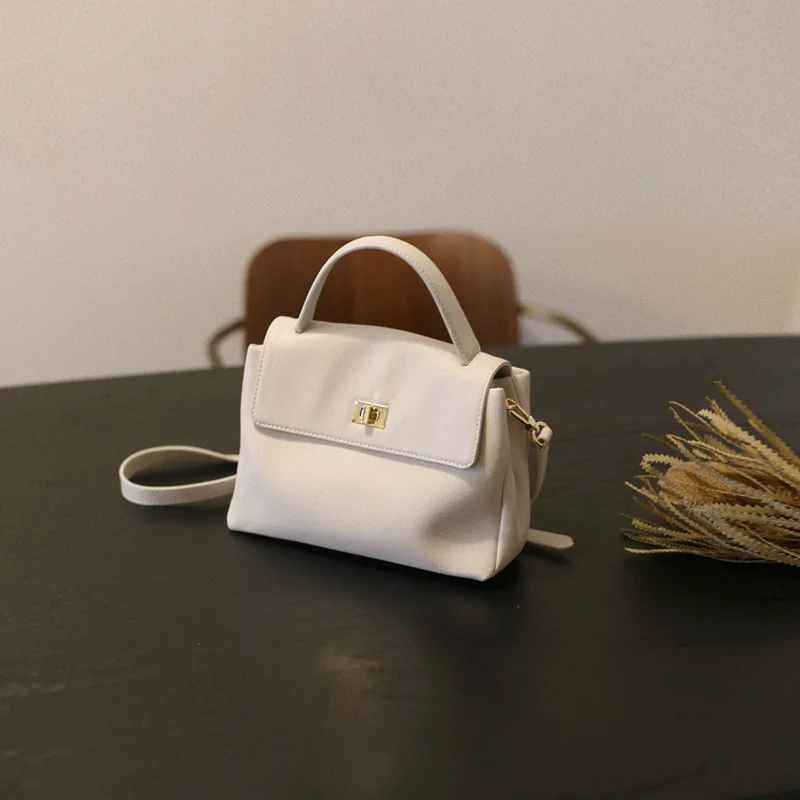 

Spring Summer Soft Cow Women Famous Brands Leather Bags Handbags Bag Handheld One Shoulder Women's Bag Off White