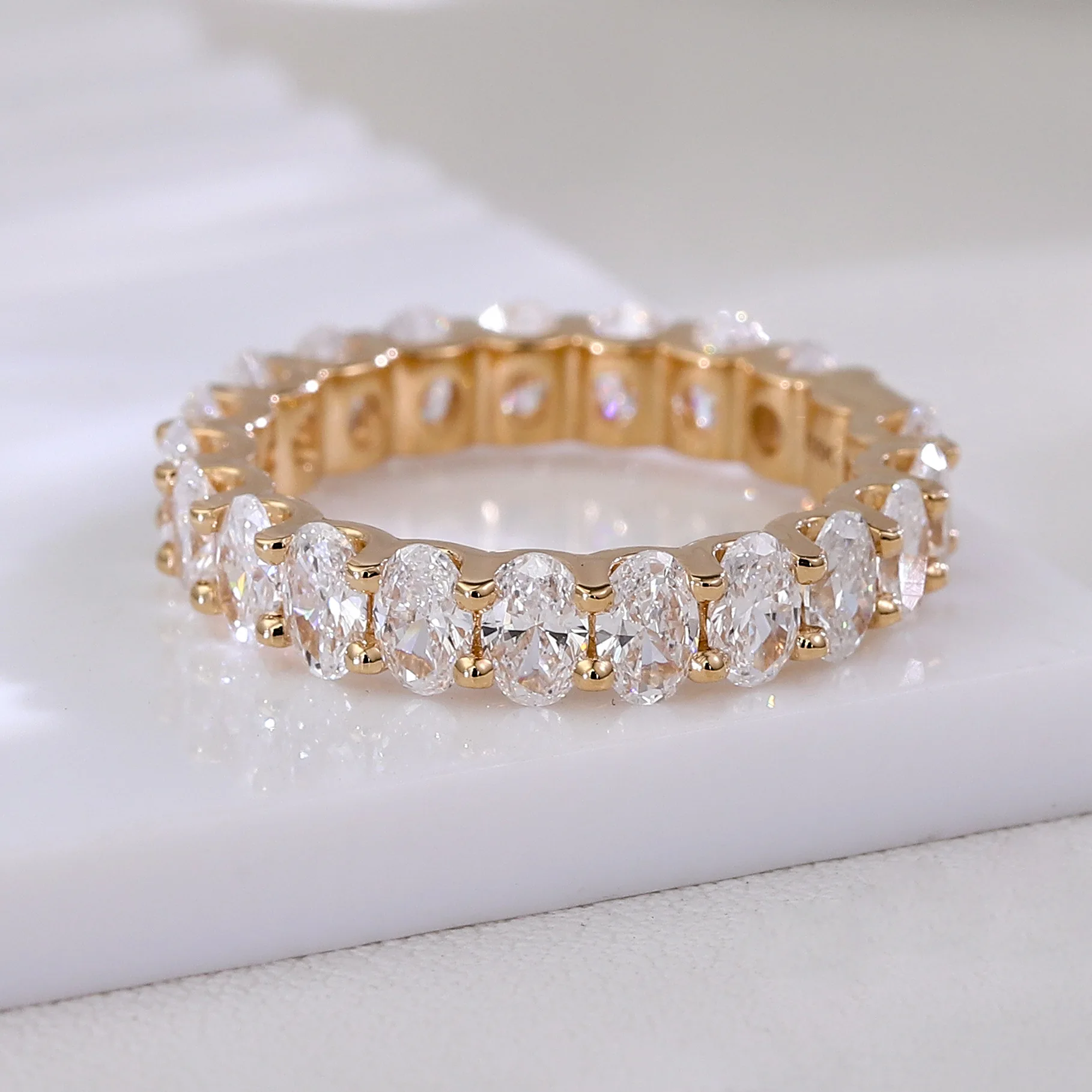 925 sterling silver fashionable real diamond IGI cultivated diamond 18K egg shaped ring light luxury high-end feeling engagement wedding ring women's Halloween gift daily street fashion cool Valentine's Day gift is a gift for festivals/birthdays/parties