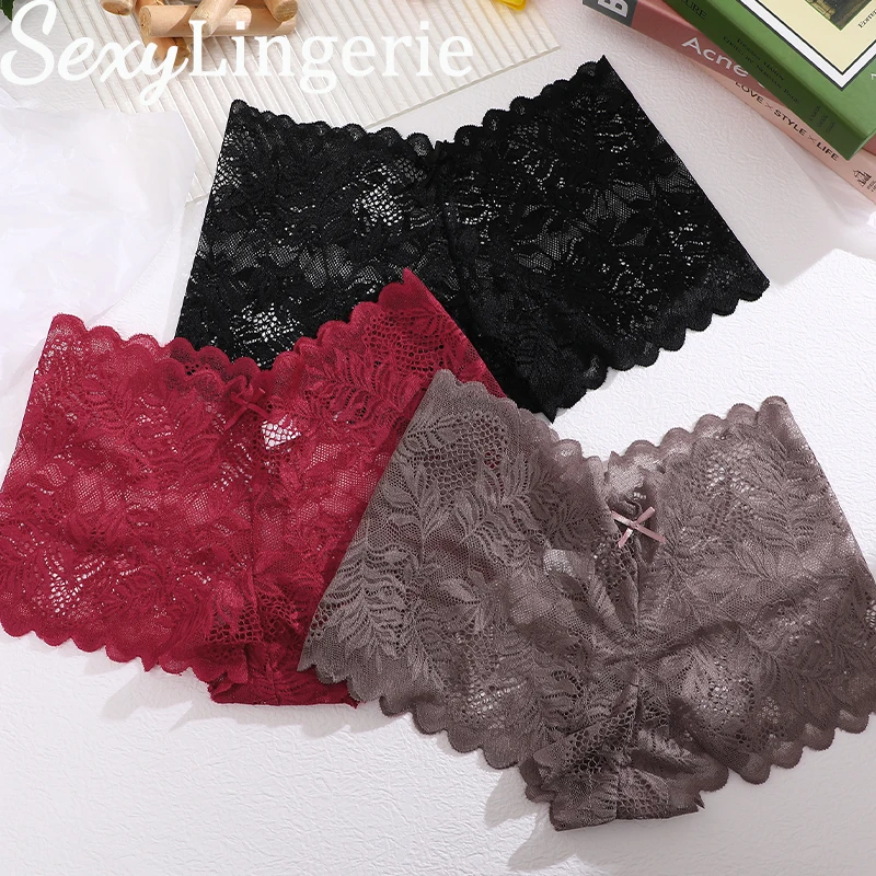 Sexy Mesh Lace Briefs for Women Low Rise Hollow Out Underwear Ladies Intimates Lingerie Boyshort Girls See-Through Panties 2022