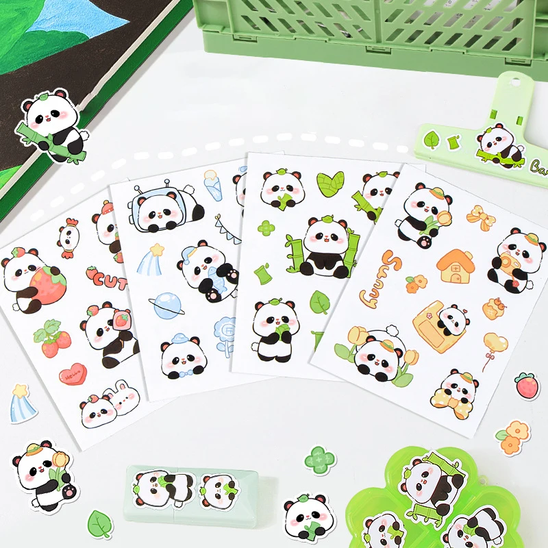 20Pcs Cartoon Cute Waterproof Panda Water Cup Stickers Transparent Creative Diary Stickers DIY Decoration Stickers Gifts