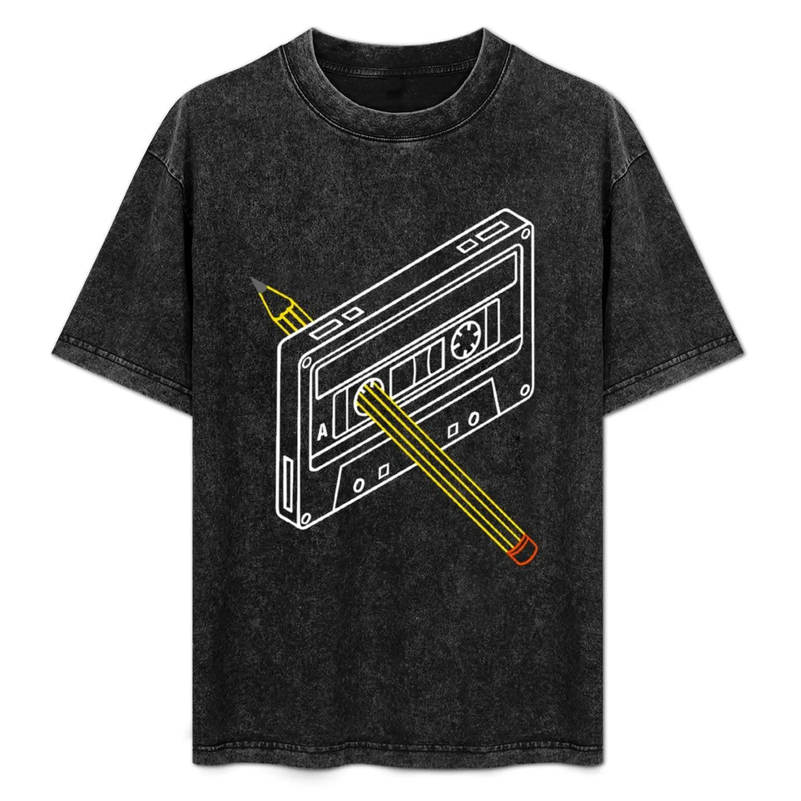 

Rewind audio cassette with pencil T-Shirt Funny t-shirts blue archive graphics mens graphic t-shirts pack