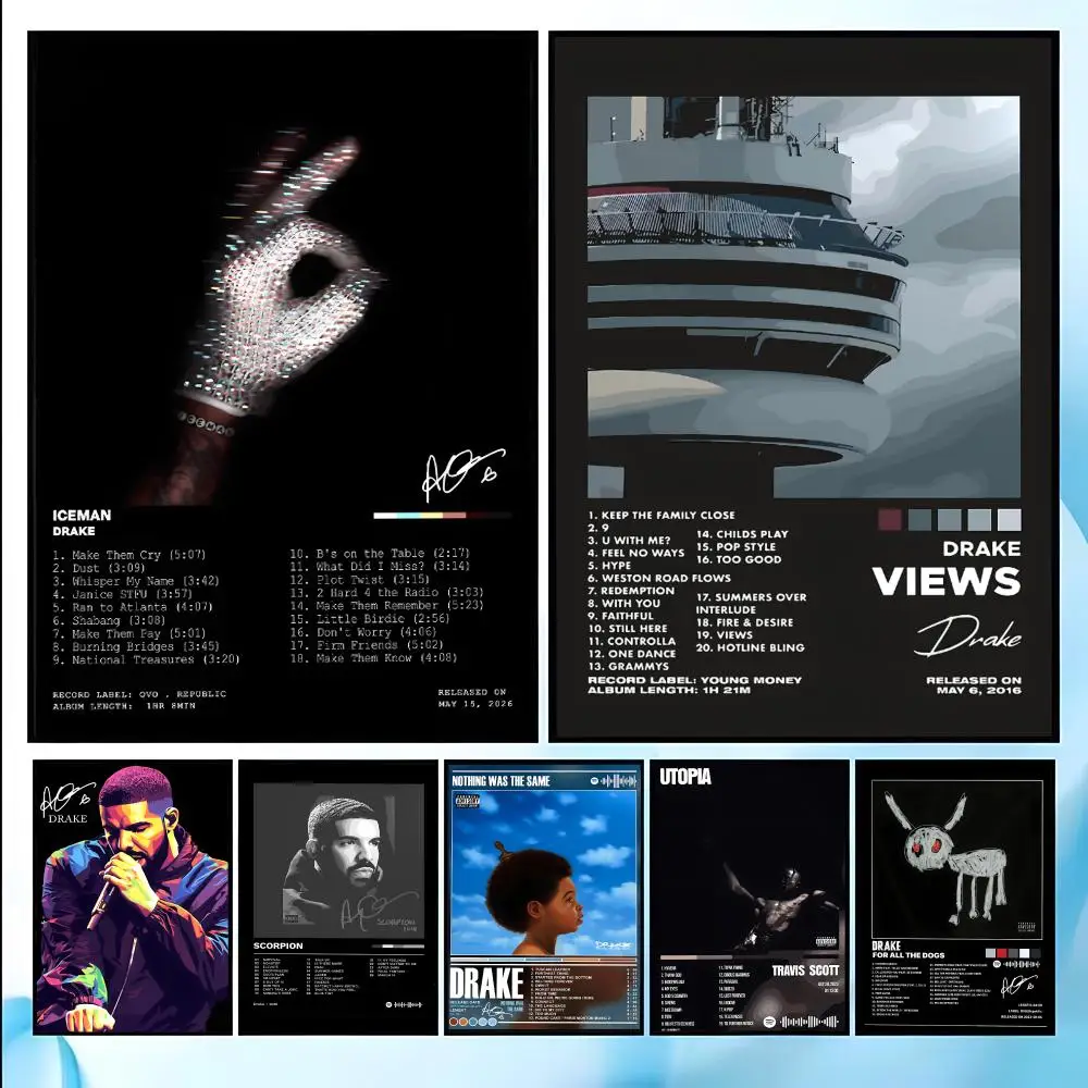 Drake ICEMAN Album Cover Poster HD Art Sticky Wall Waterproof Home Living Room Bedroom Bar Aesthetic Decoration