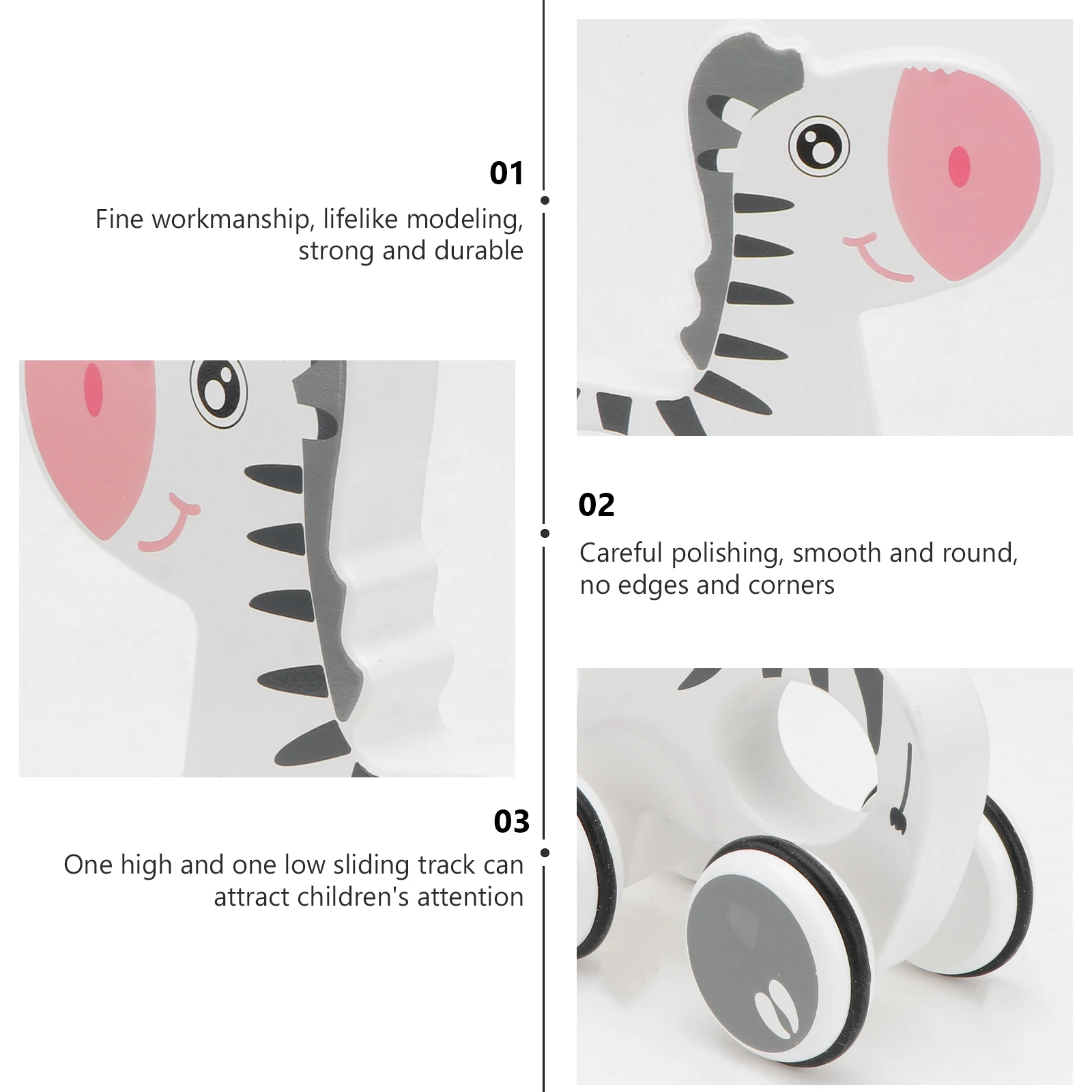 1pc Animal Pulling Wooden Walk Learning Smooth Dragging Toddler Pull Along Gift For Kid Educational Kids Wooden Toy