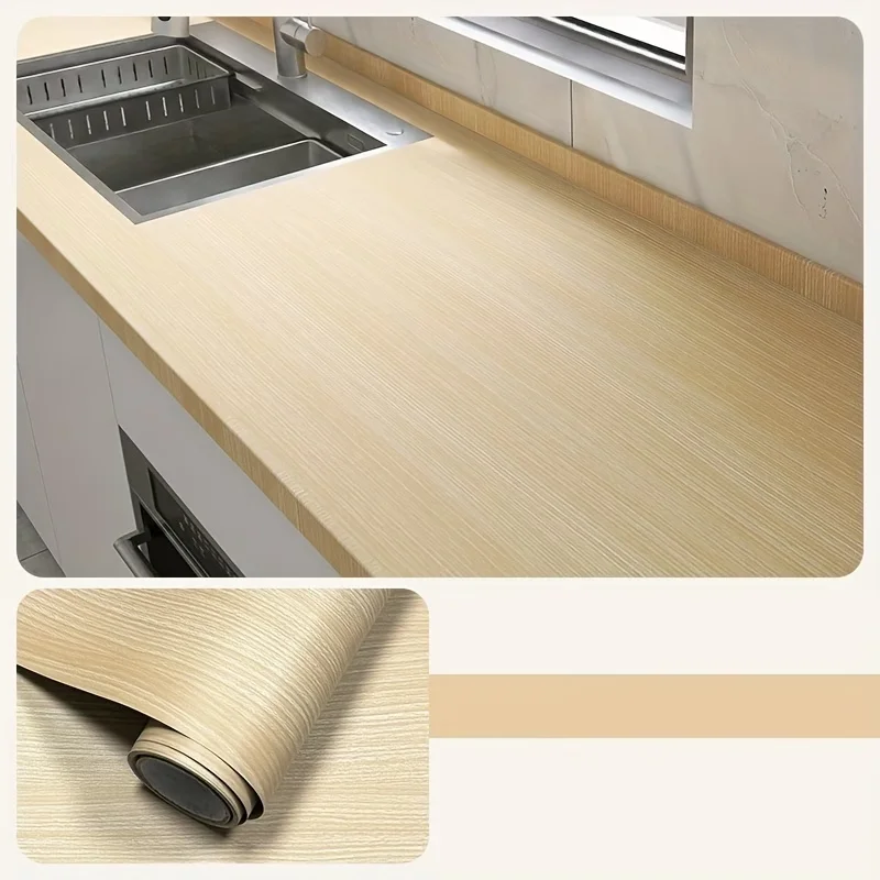 Wood Grain Renovation Sticker Waterproof Oil-Proof Self-Adhesive Suitable For Kitchen Countertops Tabletops And Decorative Use.