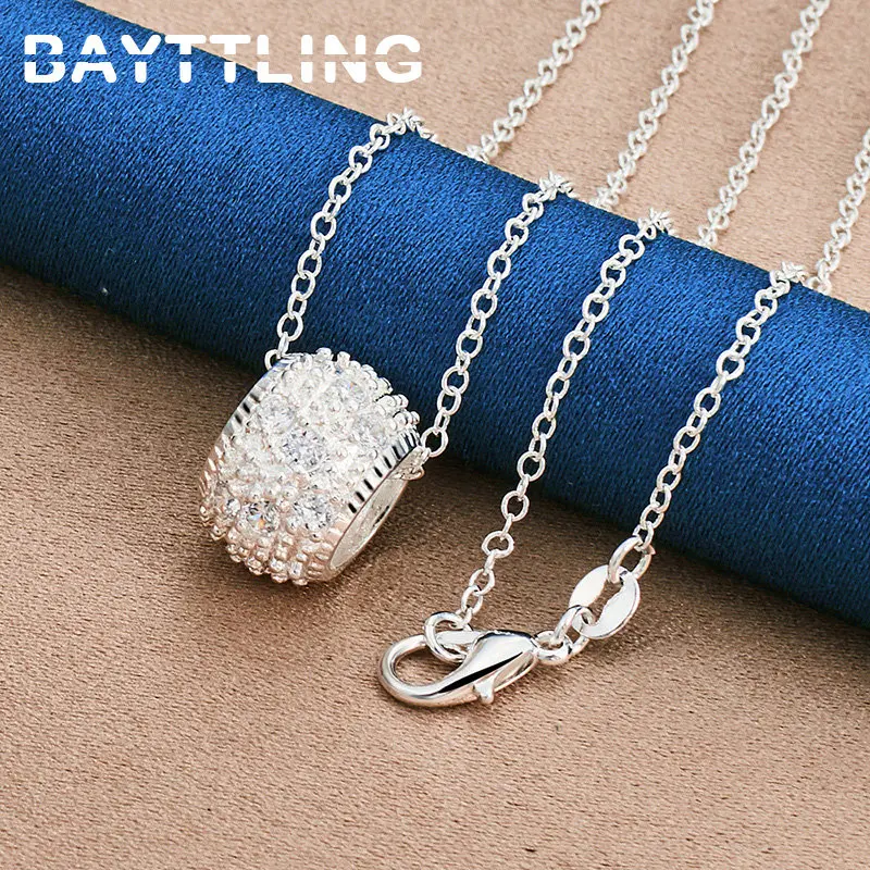 

Original 925 Sterling Silver Exquisite 16-30 Inches Round Necklace For Women Men Fashion Charm Wedding Gift Jewelry Accessories
