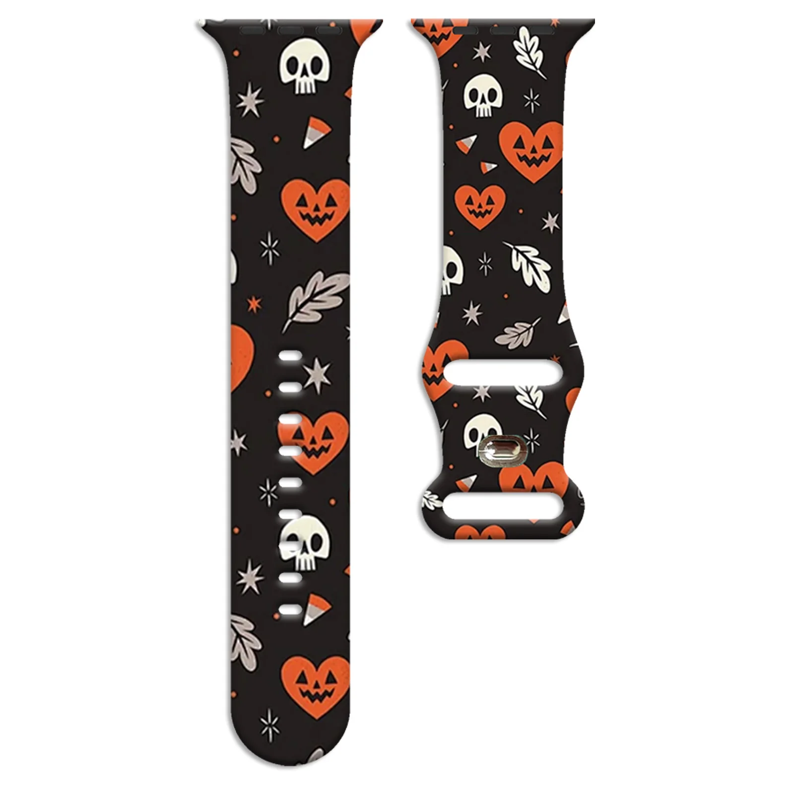 

Halloween Pumpkin Print Strap for iWatch 10 9 8 Silicone Band Replaceable Bracelet for Apple Watch 46mm 44mm 42mm 41mm Watchband